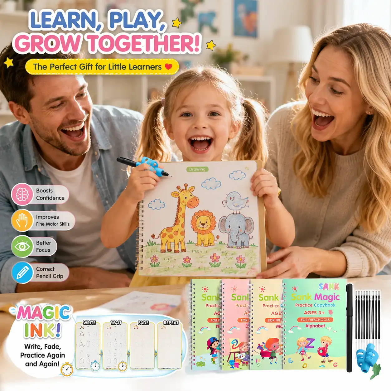 💥LAST DAY SALE 50%OFF💥📚MagicBook | Kids Practice Copybook Set (4Pcs/Set)